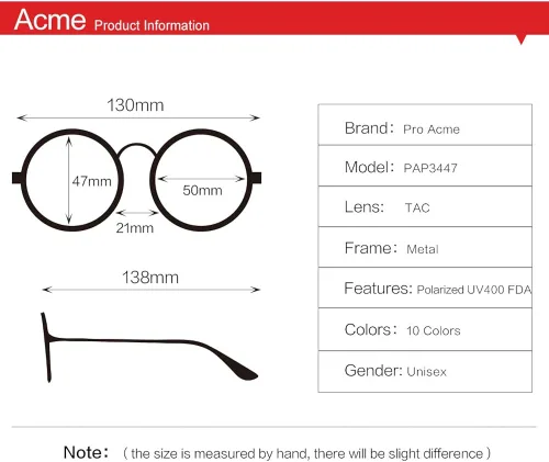 Vista 5 de Pro Acme Gafas de sol polarizadas de metal redondas pequeñas para mujer, estilo retro de diseñador