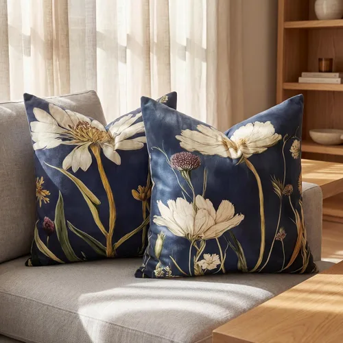 Vista 4 de Juego de 2 fundas de almohada decorativas de 18 x 18 pulgadas, fundas de Flor