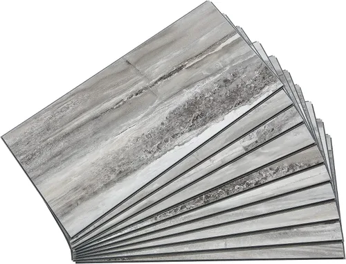 Vista 27 de Palisade Azulejos de vinilo entrelazados impermeables para pared/salpicadero para cocina o baño en mármol español (muestra de 4.5x11 pulgadas)