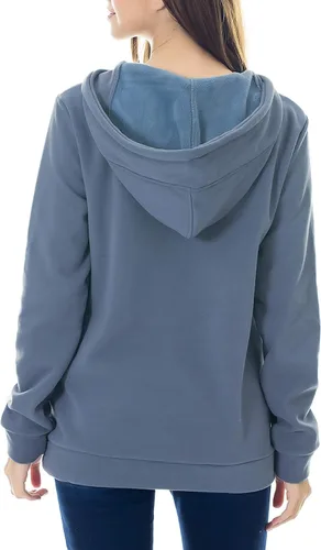 Vista 4 de Smallshow sudadera con capucha para mujer con forro polar bolsillo tipo canguro de maternidad para amamantar
