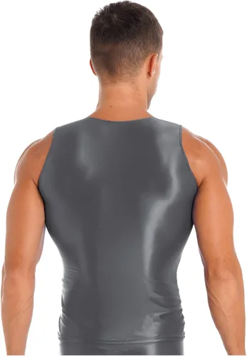 Vista 5 de Loloda Camisetas sin mangas brillantes brillantes para hombre, para gimnasio, musculación, fitness, sin mangas