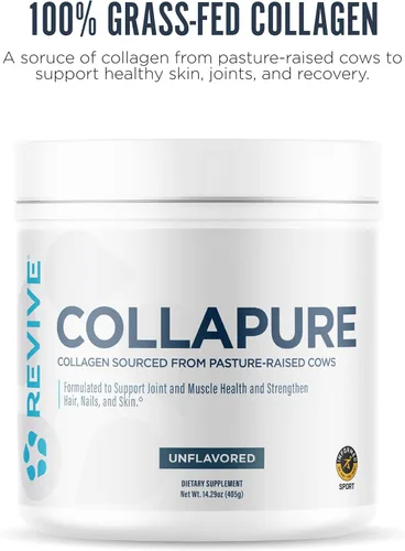 Vista 4 de Revive MD CollaPURE - Péptidos de colágeno en polvo para mujeres y hombres, sin sabor, suplementos de colágeno alimentados con pasto tipo I y tipo
