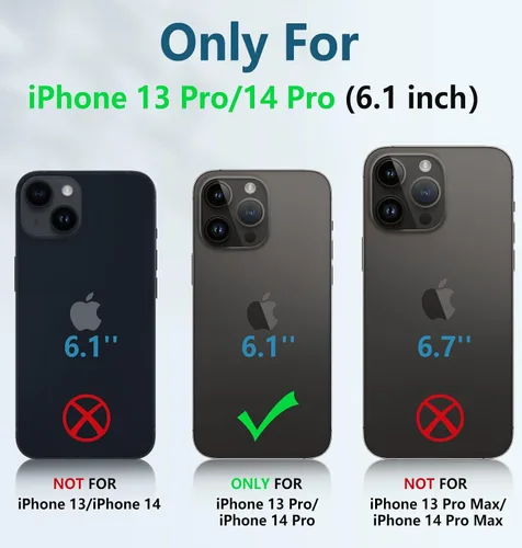 Vista 2 de FNTCASE Funda para iPhone 14-Pro: Fundas para iPhone 13 Pro Funda de protección de grado militar a prueba de caídas con soporte TPU resistente