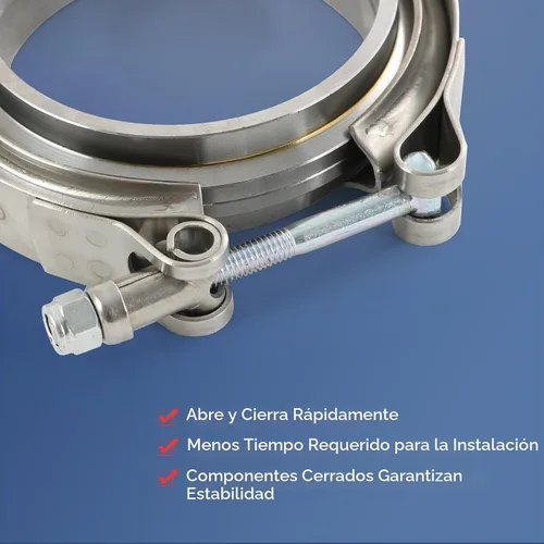 Vista 3 de Abrazadera de banda en V de 2" con acero inoxidable del reborde para bajantes del escape de Turbo