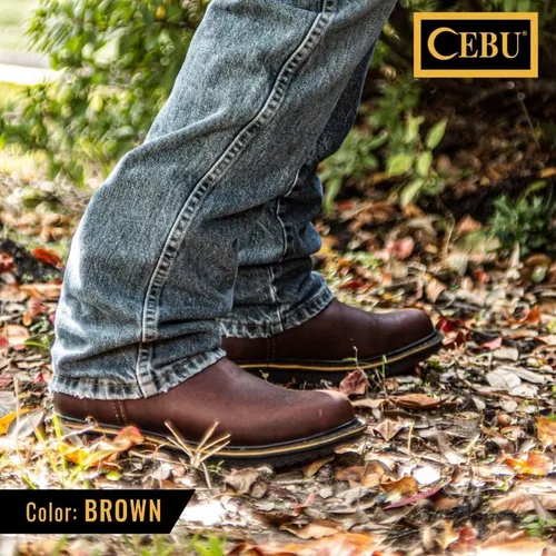 Vista 4 de CEBU Botas cómodas para hombre Hechas a mano Suela de alta tracción Resistente Para trabajos profesionales 8.5 US Marrón, Marrón, 8,5 ancho