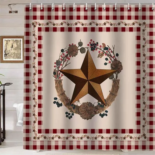 Vista 14 de Namdeva Cortina de ducha con bandera estadounidense, diseño de estrellas y rayas patrióticas, 4 de julio, Día de la Independencia, tablero