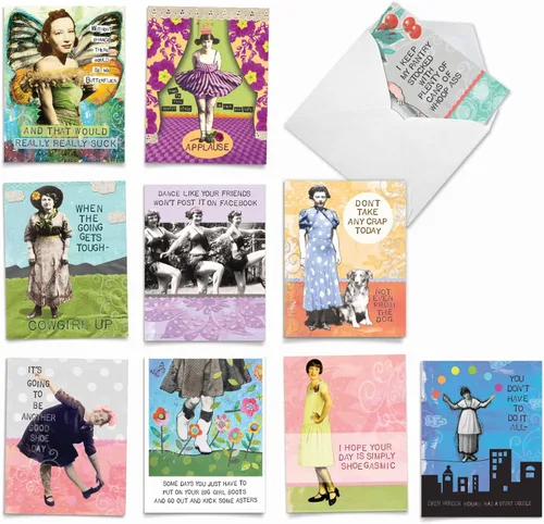 Vista 10 de The Best Card Company - 10 tarjetas de felicitación divertidas en blanco para mujer (4 x 5.12 pulgadas) - Surtido en caja para todas las ocasiones