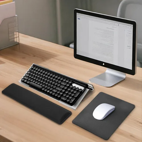 Vista 6 de Soporte para reposamuñecas para teclado de computadora, juego de reposamuñecas de teclado de espuma viscoelástica, base de silicona antideslizante