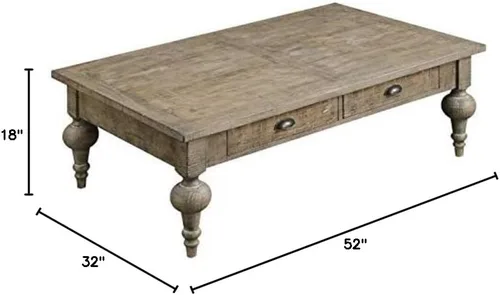 Vista 3 de Wallace & Bay Haynes - Mesa auxiliar gris de 52 pulgadas con dos cajones estilo tablón superior y patas torneadas