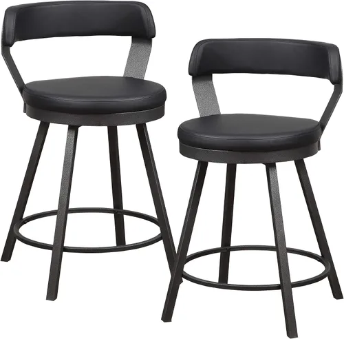 Vista 6 de Lexicon Ruthie - Juego de 2 taburetes giratorios para encimera de cocina con respaldo, 25.5 pulgadas de altura de asiento de 25.5 pulgadas, sillas