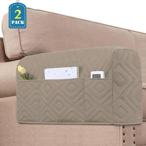 Vista 2 de Fundas para reposabrazos para sillas, juego de 2 fundas antideslizantes para brazos de sofá, para perros, gatos, resistente al agua, lavable