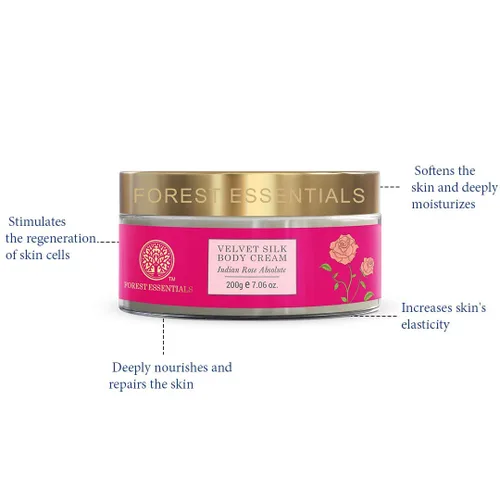 Vista 4 de Forest Essentials Crema corporal de seda de terciopelo de rosa india, 7.05 oz