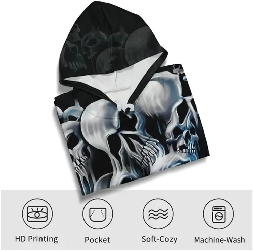Vista 3 de Lontse Hoodies Men Skull 3D Graphic Print Sweatshirts Pullover Tops with Pocket