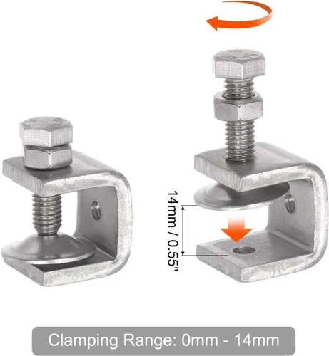 Vista 3 de uxcell Abrazadera en C de acero inoxidable con apertura de mandíbula de 0.79 pulgadas de ancho para carpintería soldadura edificio montaje doméstico