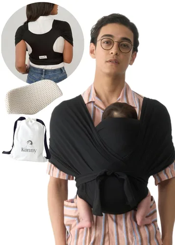 Vista 23 de Portabebés Konny Flex AirMesh con Soporte para la Cabeza - Canguro Ajustable, Fácil de Usar, Sin Manos, Fular Transpirable para Bebé, Perfecto