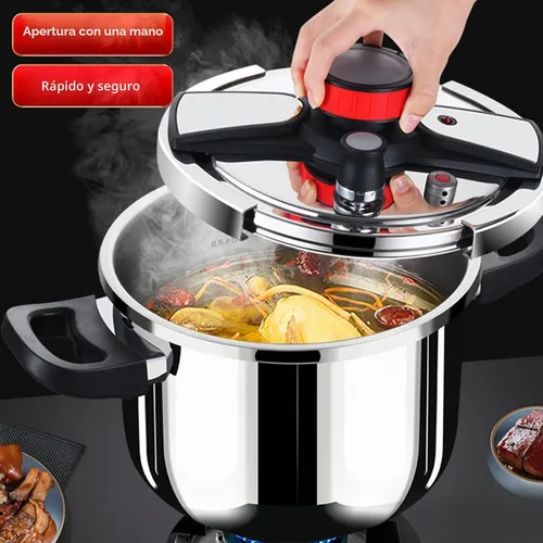 Vista 4 de Luqeeg Olla a presión de acero inoxidable, olla a presión grande de 100 KPa, olla a presión multifuncional a prueba de explosiones con tapa
