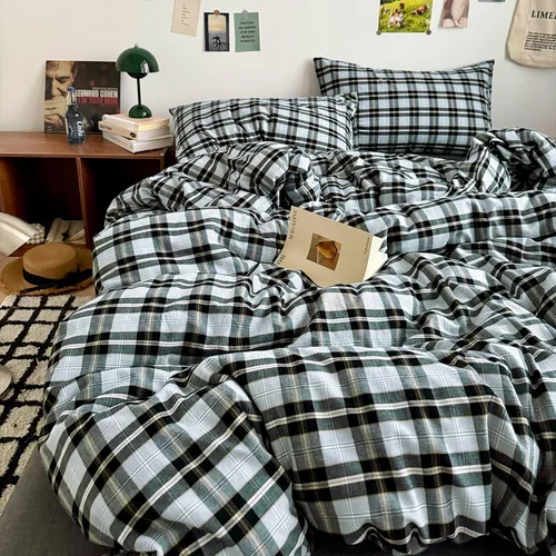 Vista 340 de mixinni Juego de funda de edredón vintage a rayas, tamaño twin, juego de ropa de cama de 3 piezas, 100% algodón lavado, suave y transpirable, funda