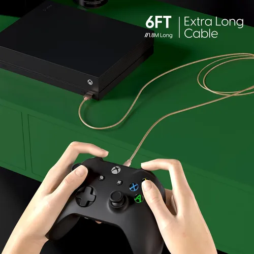 Vista 3 de TalkWorks 14093 - Cable de carga compatible con controladores de juegos Xbox One, cable de carga micro USB trenzado de nailon de 6 pies, carga