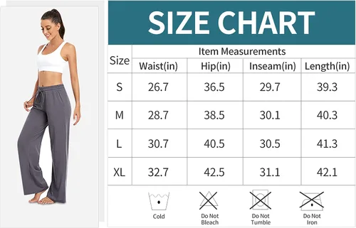 Vista 6 de ADANIKI Pantalones deportivos para mujer, pantalones de yoga con bolsillos para mujer, pijamas de trabajo, pantalones de pierna ancha con cordón