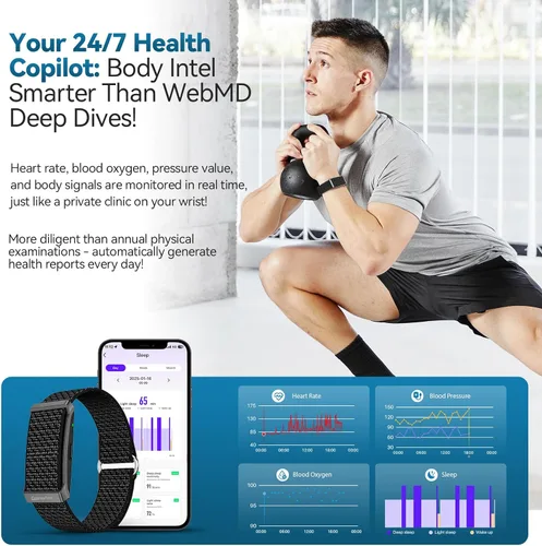 Vista 6 de EnergyPort Fitness Tracker,Wearable Health Smart Bracelet Band with Blood Oxygen 170+ Sport Mode 60-Day Battery,Lifetime Membership,Activity