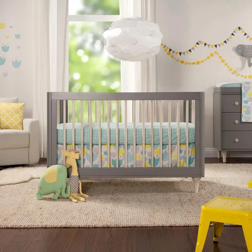 Vista 9 de Babyletto Lolly Cuna convertible 3 en 1 con kit de conversión de cama de niño pequeño , Cuna, Gris y natural lavado.