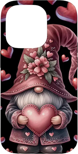 Vista 16 de iPhone 11 Pro Max - Funda con diseño de corazón para mujer, diseño retro de gnomo de amor para el día de San Valentín