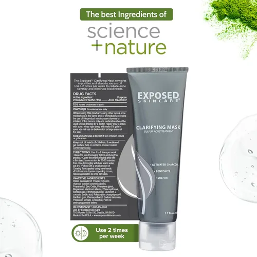 Vista 5 de Exposed Skin Care Mascarilla facial de carbón activado para purificar la piel, regular la producción de aceite y minimizar visiblemente los poros