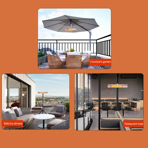 Vista 2 de 1500W Infrared Outdoor Electric Space Heater, IP65 30 Square Meters Coverage, 3S Fast Heating for Indoor Outdoor Wall, Ideal for Home Backyard