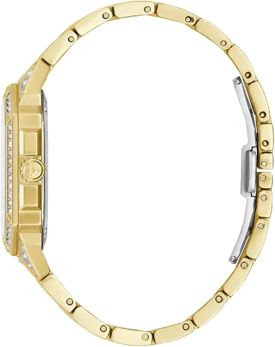 Vista 3 de Reloj Bulova Crystal Octava Square 98A295 para hombre, dorado, Oro