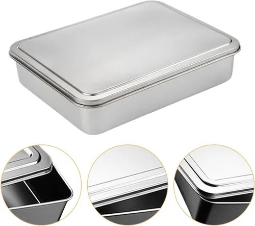 Vista 9 de DOITOOL Molde para pasteles de acero inoxidable con tapa de 11 x 13 pulgadas, antiadherente, rectangular, de metal, para tartas, tiramisú, cazuelas