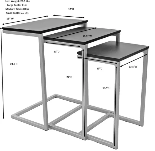 Vista 3 de Carolina Silla y mesa Madison - Mesa anidable, juego de 3