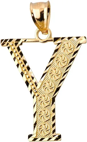 Vista 14 de Colgante personalizado de oro amarillo de 10 quilates con letras iniciales A-Z
