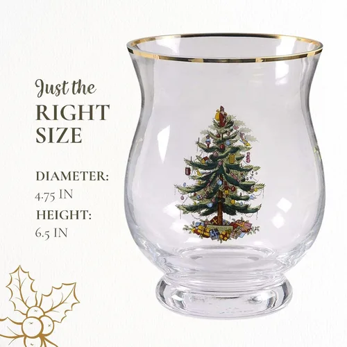Vista 7 de Spode - Jarrón de árbol de Navidad con forma de huracán, portavelas de pilar de vidrio, florero de cristal, maceta de terrario, centro de mesa