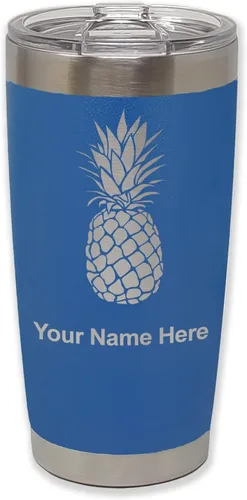 Vista 28 de LaserGram Vaso aislado al vacío de 20 onzas, piña, grabado personalizado incluido (negro)