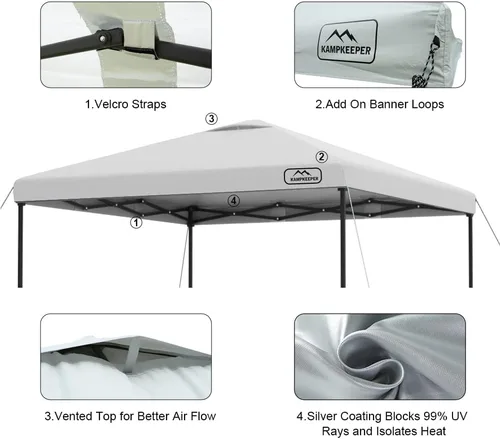 Vista 13 de KAMPKEEPER Cubierta de Repuesto Superior para Carpa Toldo Emergente con Ventilación de Aire y Correa Elástica Ajustable, Poliéster Resistente a Azul