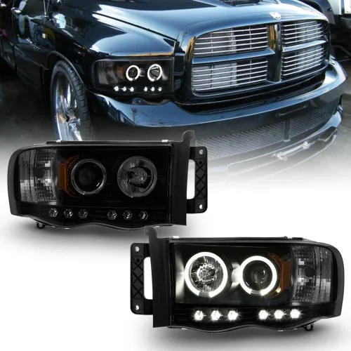 Vista 12 de AKKON - Para Dodge Ram 1500 2002-2005 2003-2005 Ram 2500 3500 Smoke Dual Proyector LED Juego de faros delanteros Smoke Housing