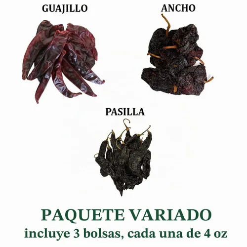 Vista 2 de Paquete de 3 chiles secos Guajillo Ancho Pasilla