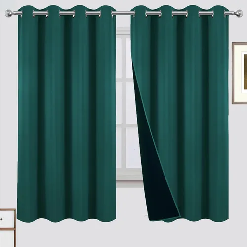 Vista 34 de LEMOMO Cortinas 100% opacas de 38 x 54 pulgadas, 2 paneles de oscurecimiento con aislamiento térmico para dormitorio