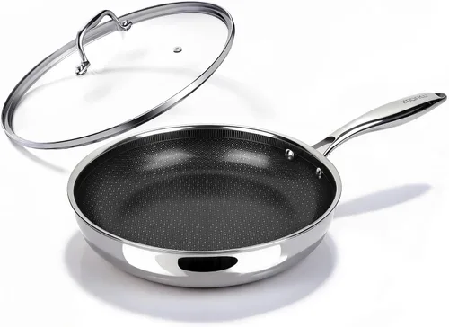 Vista 10 de imarku 8-Inch Frying Pan Non Stick with Lid, Ceramic-Coated Stainless Steel