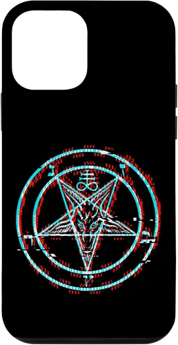 Vista 16 de Funda estética de terror para iPhone 14 Pro Max con pentagrama satánico Baphomet Vaporwave