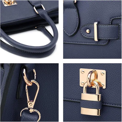 Vista 6 de Bolso de mano y bolsos para mujer con asa superior de avestruz bolsa de trabajo con cartera