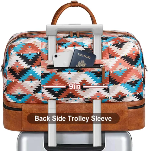 Vista 121 de IBFUN Bolsas de fin de semana para mujer, bolsa grande de lona para viaje, bolsa de viaje con compartimento para zapatos, 21 pulgadas, juego de 3