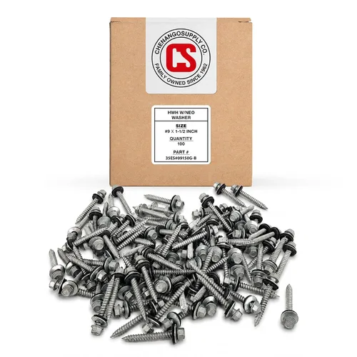 Vista 15 de Chenango Supply Tornillos de techo de metal con cabeza hexagonal #9 x 1
