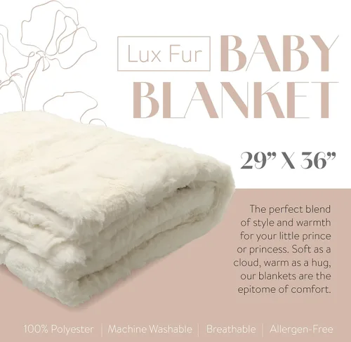 Vista 2 de peluche Lux - Manta de piel sintética para bebé, lujosa manta para acurrucarse y envolver para recién nacido, manta de felpa suave para bebés