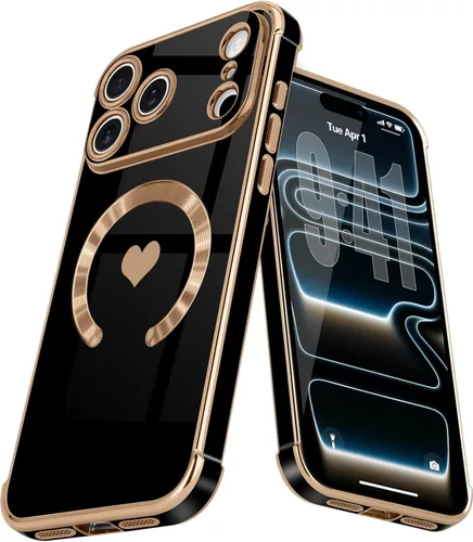 Vista 12 de Funda magnética para iPhone 13, para mujeres y niñas, chapado de lujo, lindo corazón de amor, cubierta trasera suave, protección completa de lente