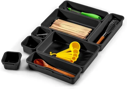 Vista 2 de madesmart Paquete de 8 contenedores entrelazados, juego organizador de cajones personalizable para suministros de oficina, herramientas, artículos