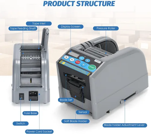 Vista 7 de dispensador automático de cinta+caja de cuchillo de repuesto