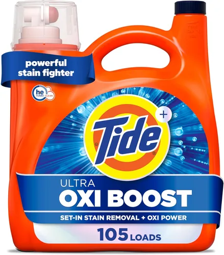 Vista 15 de Tide Ultra Oxi Boost - Detergente líquido para ropa con potencia extra de Oxi, 132 onzas líquidas, 94 cargas, removedor avanzado de manchas