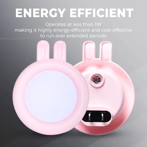 Vista 6 de SATONA Luz nocturna de conejo, bonita luz nocturna LED de conejo para habitaciones de niños, pasillos y decoración de fiestas, diseño de pared Rosa