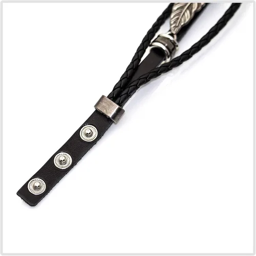 Vista 5 de Punk aleación hebilla pulsera pluma cuero pulsera